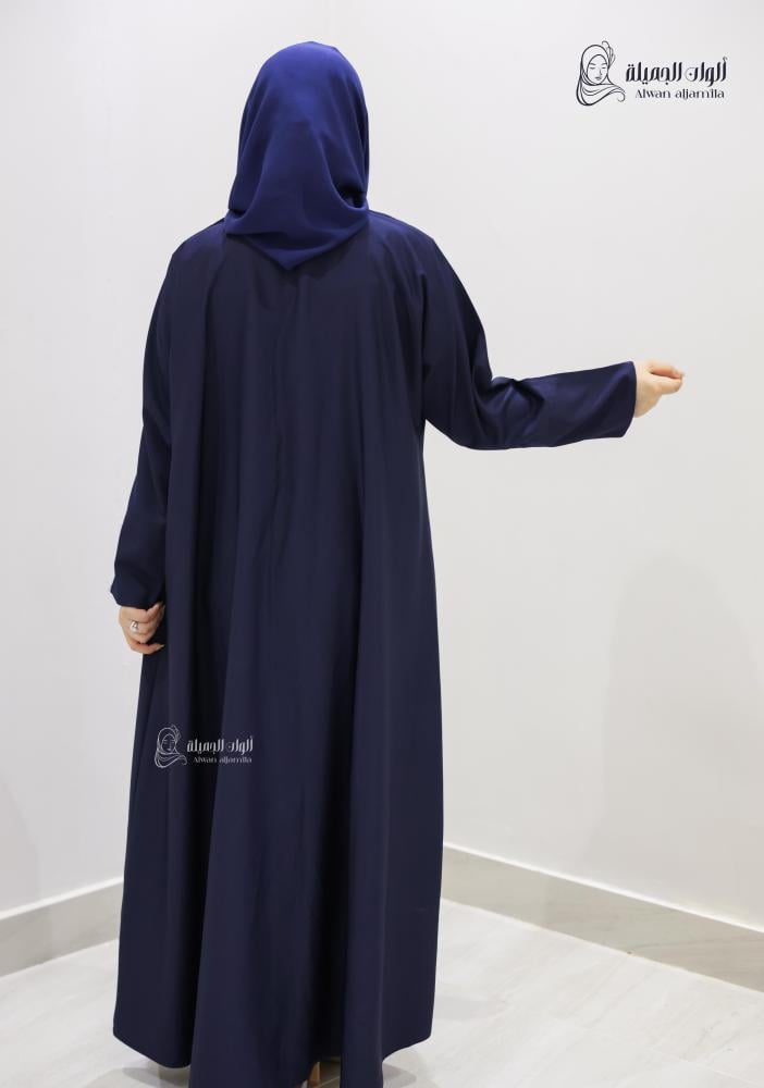 ألوان الجميلة - عباية ناعمة بلون كحلي أنيق كريب إندونيسي - الصورة 5