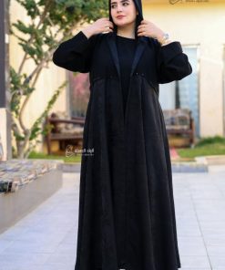 ألوان الجميلة  - عباية سوداء من الكريب بتدخيلة تفته وقصة نص كلوش