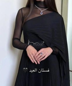 العنود للأزياء - فستان منى اسود ساتر بتصميم انيق