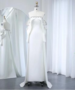 سمارا بوتيك - فستان سهرة ناعم ابيضّ من سمارا بوتيك-S43