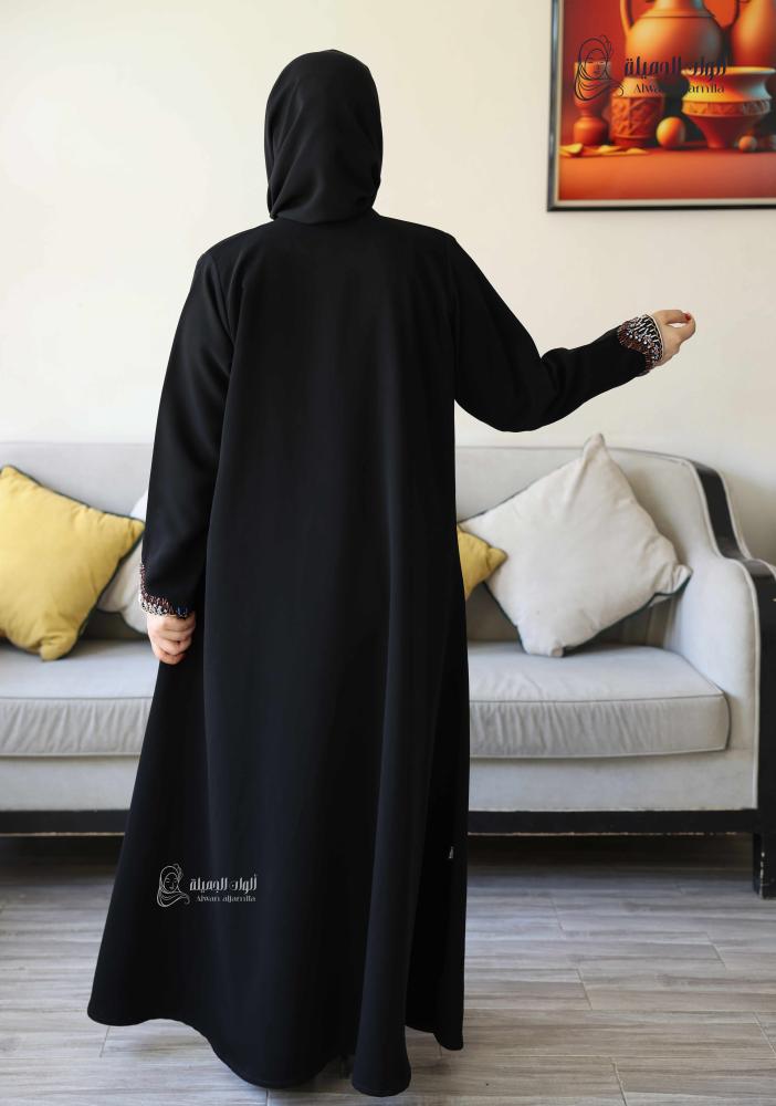 ألوان الجميلة - عباية أميرة الشرق – سوداء كريب إندونيسي بتطريز فاخر - الصورة 5