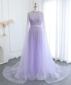 سمارا بوتيك - فستان أعراس سهرة بنفسج بأكمام طويلة من سمارا بوتيك-A9