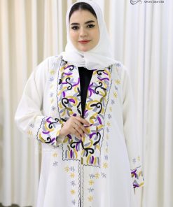 Alternative view of ألوان الجميلة  - عباية هاري بلون أوف وايت كريب إندونيسي