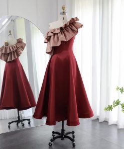 سمارا بوتيك - فستان سهرة ناعم ميدي كتف واحد من سمارا بوتيك-S35