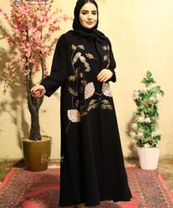 ألوان الجميلة  - عباية سوداء هاري مطرزة | عباية فخمة