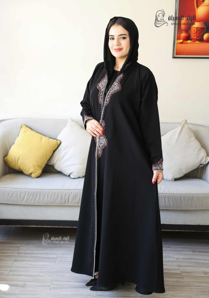ألوان الجميلة - عباية أميرة الشرق – سوداء كريب إندونيسي بتطريز فاخر - الصورة 4
