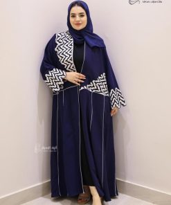 ألوان الجميلة  - عباية هاري كحلي أنيق كريب إندونيسي