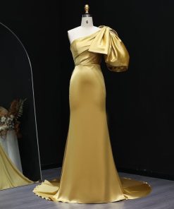 سمارا بوتيك - فستان سهرة ناعم ساتان عاري ألكتف من سمارا بوتيك-S95
