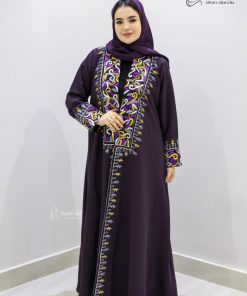 ألوان الجميلة  - عباية هاري بلون عنابي فاخر كريب إندونيسي