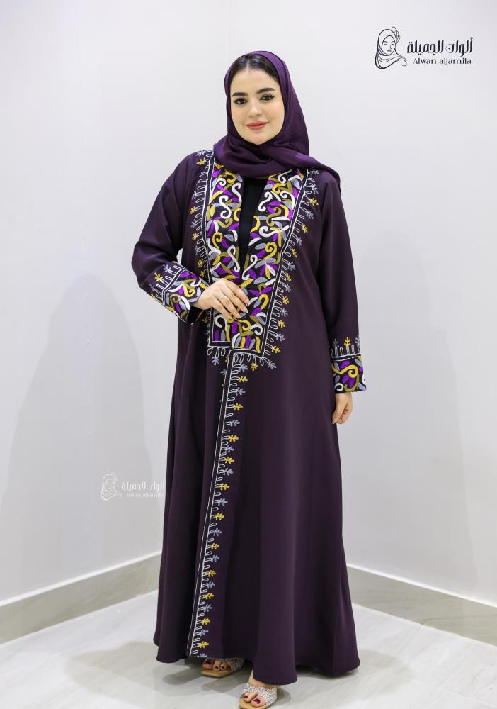 ألوان الجميلة - عباية هاري بلون عنابي فاخر كريب إندونيسي