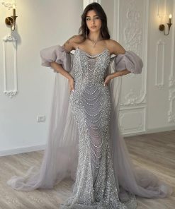 سمارا بوتيك - فستان سهرة عنابي مخملي من سمارا بوتيك-E51