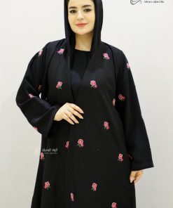 Alternative view of ألوان الجميلة  - عباية سوداء شك مطرزة نص كلوش