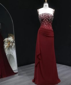 سمارا بوتيك - فستان سهرة ناعم لون احمر من سمارا بوتيك-S159