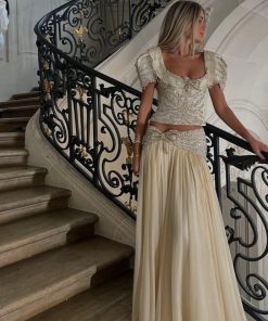 سمارا بوتيك - فستان سهرة راقي قطعتين مع فيونكة من سمارا بوتيك-E138