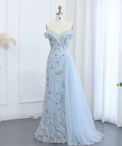 سمارا بوتيك - فستان سهرة فاخر مع تطريز يدوي عاري الاكتاف من سمارا بوتيك-E41