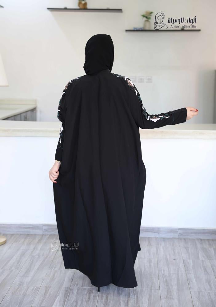 ألوان الجميلة - عباية تطريز حرير ياباني فخمة - الصورة 4