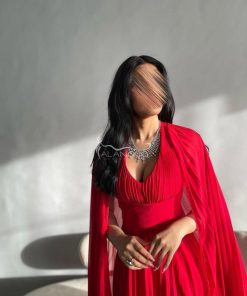Alternative view of العنود للأزياء - فستان ناعم احمر شيفون باكمام طويلة