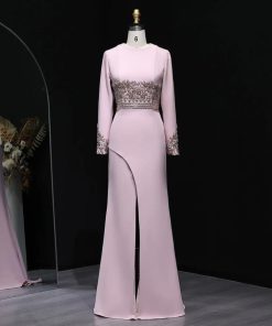 سمارا بوتيك - فستان سهرة ناعم بأكمام محتشمة من سمارا بوتيك-E125