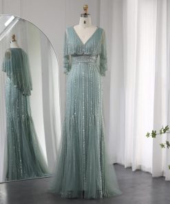 سمارا بوتيك - فستان سهرة فاخر اخضر تطريز يدوي من سمارا بوتيك-20