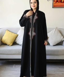 ألوان الجميلة  - عباية أميرة الشرق – سوداء كريب إندونيسي بتطريز فاخر