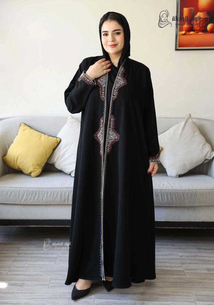 ألوان الجميلة - عباية أميرة الشرق – سوداء كريب إندونيسي بتطريز فاخر