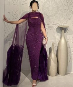 سمارا بوتيك - فستان سهرة ناعم من سمارا بوتيك بنفسجي-E63