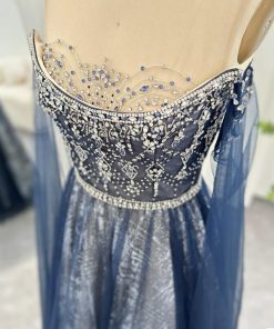 Alternative view of سمارا بوتيك - فستان سهرة خاص ازرق بأكمام الكيب الرائعة من سمارا بوتيك-A44