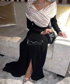 العنود للأزياء - فستان سهرة ساتر و طويل أنيق بتصميم عصري فاخر