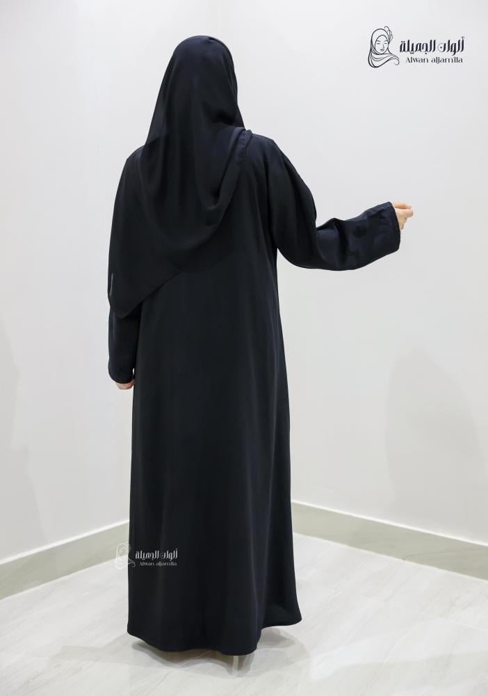 ألوان الجميلة - عباية سوداء هاري تطريز ناعم كريب اندونيسي - الصورة 5