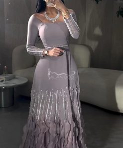 العنود للأزياء - فستان غرام راقي فخم تطريز فاخر بتصميم أنيق