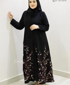 Alternative view of ألوان الجميلة  - عباية سوداء مطرزة من كريب إندونيسي فاخر