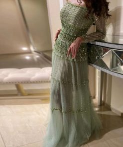 سمارا بوتيك - فستان سهرة انيق مع أكمام طويلة من سمارا بوتيك-E86