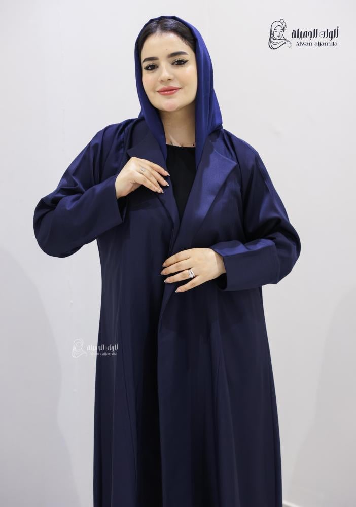ألوان الجميلة - عباية ناعمة بلون كحلي أنيق كريب إندونيسي - الصورة 2