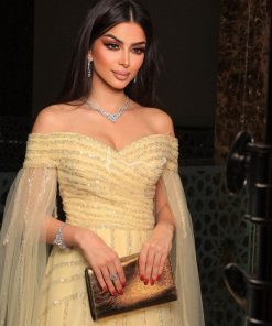 Alternative view of العنود للأزياء - فستان نسائي أصفر نجمة السهرة بإطلالة فخمة بتصميم عصري رائع
