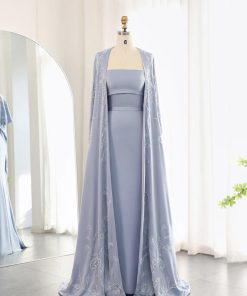 سمارا بوتيك - فستان سهرة ناعم من سمارا بوتيك مع أكمام طويلة-S58
