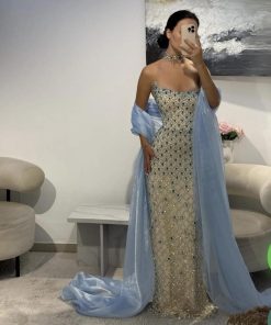 سمارا بوتيك - فستان سهرة ازرق فاتح من سمارا بوتيك-E133