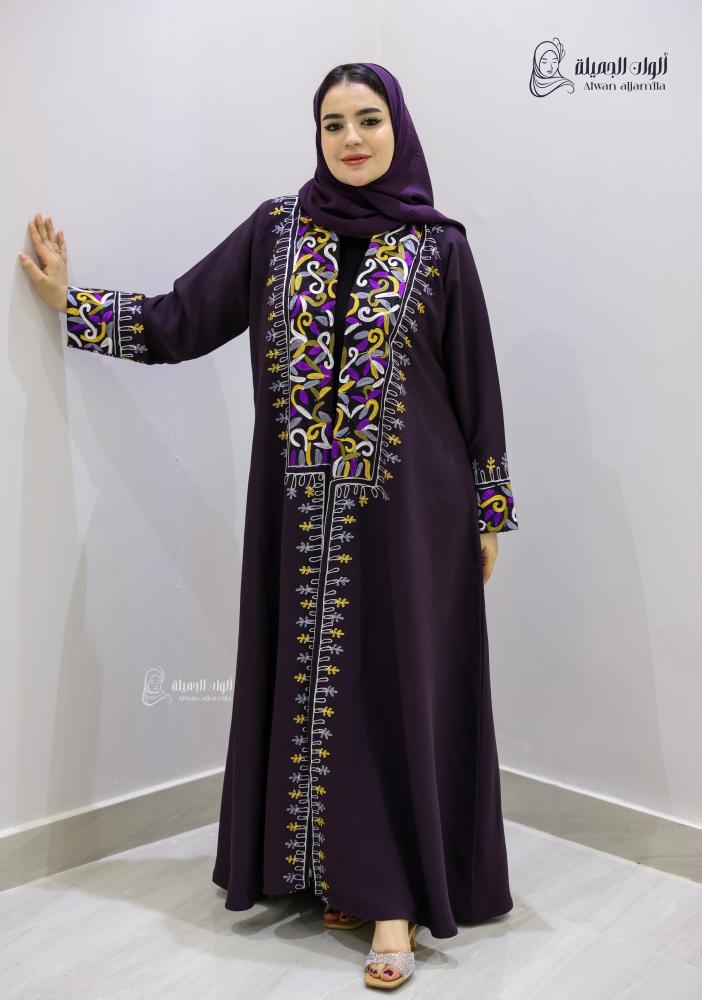 ألوان الجميلة - عباية هاري بلون عنابي فاخر كريب إندونيسي - الصورة 3