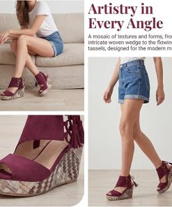 Alternative view of أمازون سيليكتيف - Allegra K Women's Plaid Side Zipper Lace-Up Peep-toe Platform Sandals