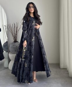 ⁦عبايات روز - عباية فيسكوز لوسيل مقصّب تركي طبيعي⁩ - الصورة ⁦5⁩