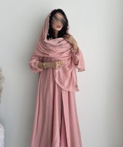 ⁦عبايات روز - بيبي بينك مطرزة بذهبي شكل شمس ☀️⁩ - الصورة ⁦3⁩