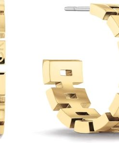 أمازون سيليكتيف - أقراط "جيومتريك" (Geometric) الدائرية للنساء من كالفن كلاين – ستانلس ستيل