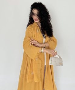 ⁦عبايات روز - عباية بدرجات المشمش⁩ - الصورة ⁦5⁩