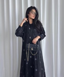 Alternative view of عبايات روز - لوسيل فيسكوز طبيعي اسود بورود ذهبية