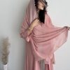 عبايات روز - بيبي بينك مطرزة بذهبي شكل شمس ☀️