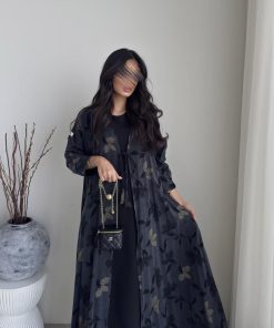 ⁦عبايات روز - عباية فيسكوز لوسيل مقصّب تركي طبيعي⁩ - الصورة ⁦4⁩