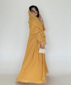 ⁦عبايات روز - عباية بدرجات المشمش⁩ - الصورة ⁦4⁩