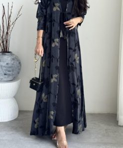 ⁦عبايات روز - عباية فيسكوز لوسيل مقصّب تركي طبيعي⁩ - الصورة ⁦3⁩