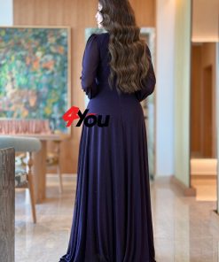 ⁦فور يو - فستان ماكسي نيلي بلمعة خفيفة⁩ - الصورة ⁦3⁩