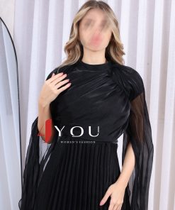 ⁦فور يو - فستان اسود باكمام شفافه⁩ - الصورة ⁦3⁩