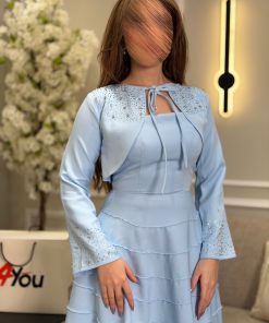 ⁦فور يو - فستان العيد سماوي ميدي بتصميم أنيق⁩ - الصورة ⁦3⁩
